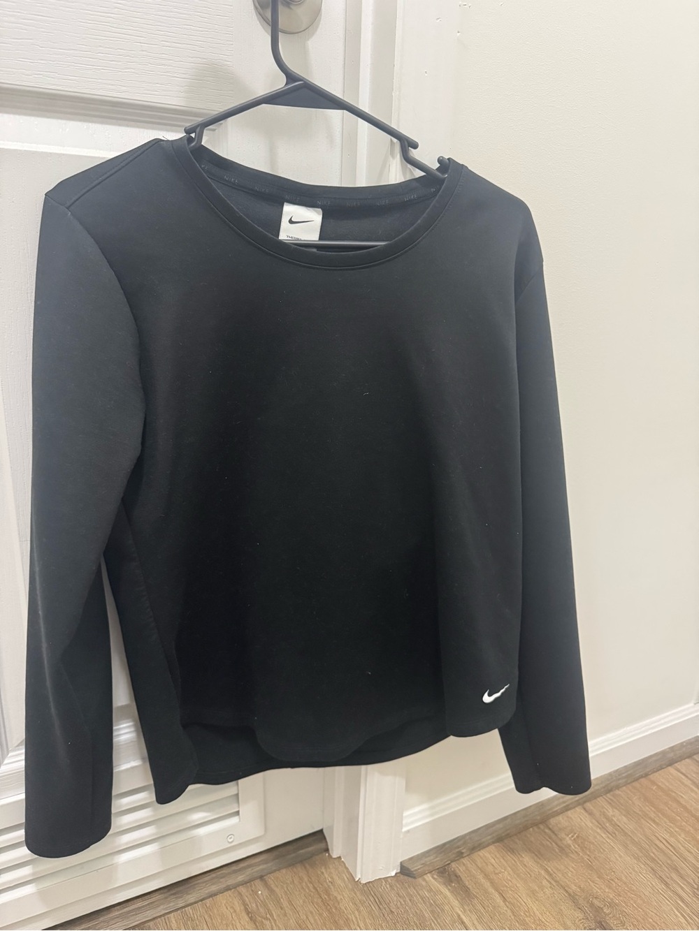 Nike Black Crewneck with Small White Swoosh